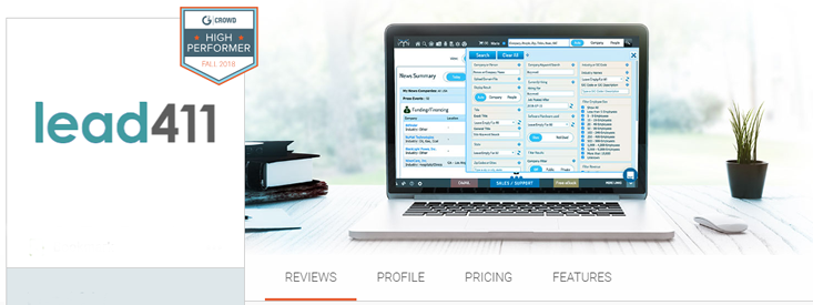 Lead411 Named a Lead Intelligence High Performer for the Fall of 2018 by Real Users on G2 Crowd