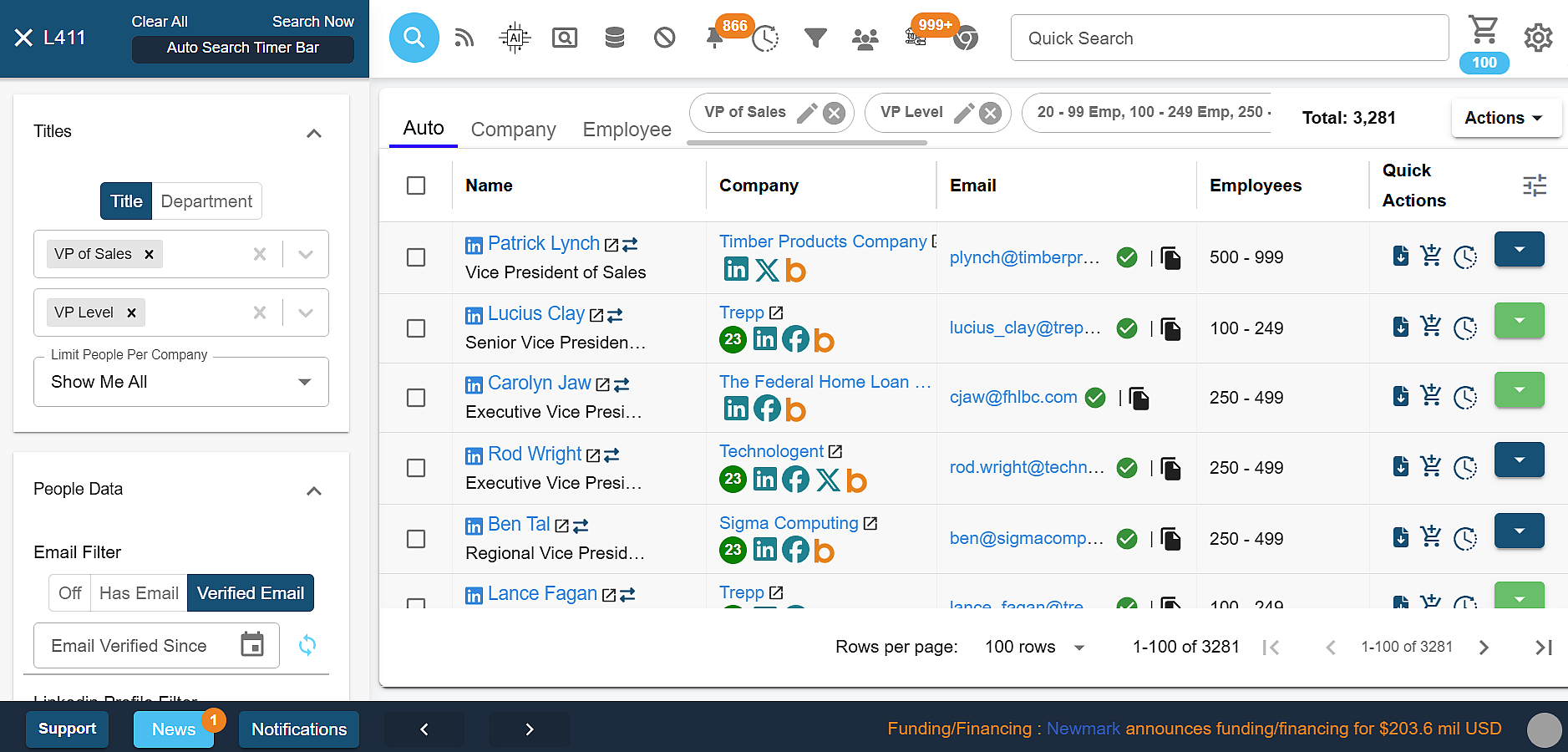 Advanced Search on Lead411 Platform