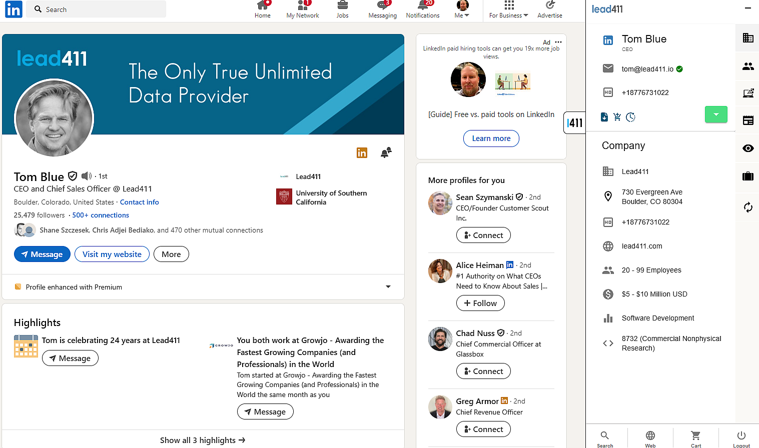 Lead411 Chrome Extension