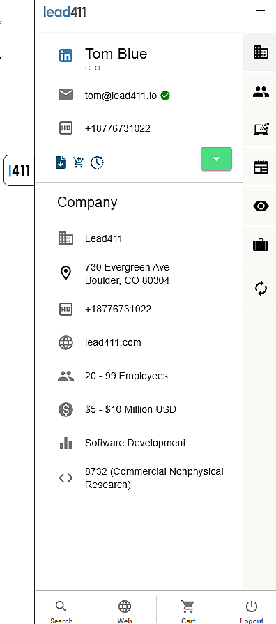 chrome extension popout Lead411 Lead Discovery Chrome Extension